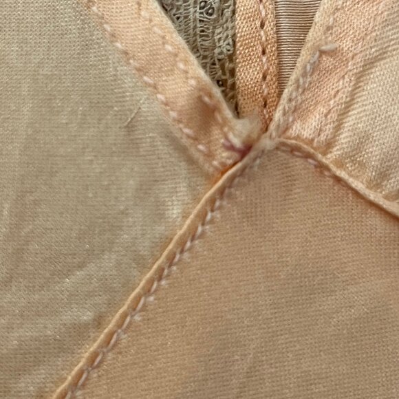 1940s Queen Mary Vintage Lace Nightgown – Antique Peach Enka Rayon Silk – S/M - Picture 12 of 15